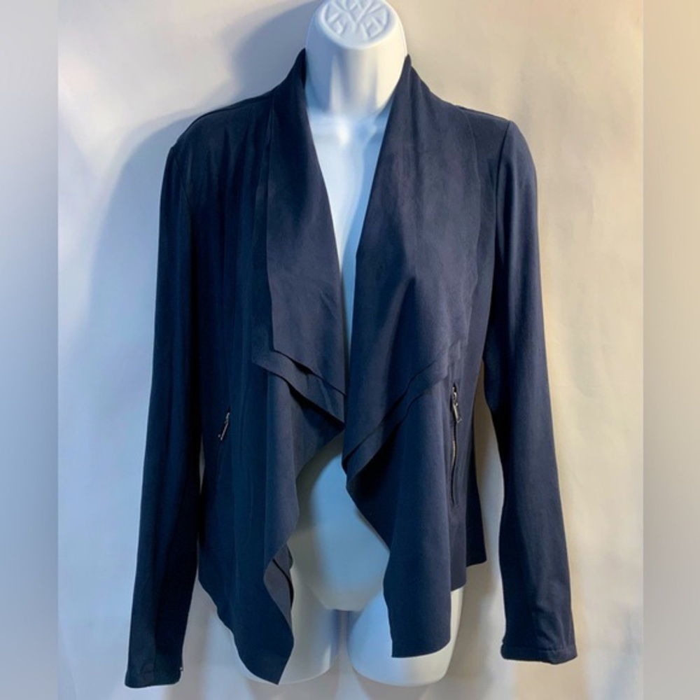 Joan Vass Women’s Navy Faux Suede Jacket